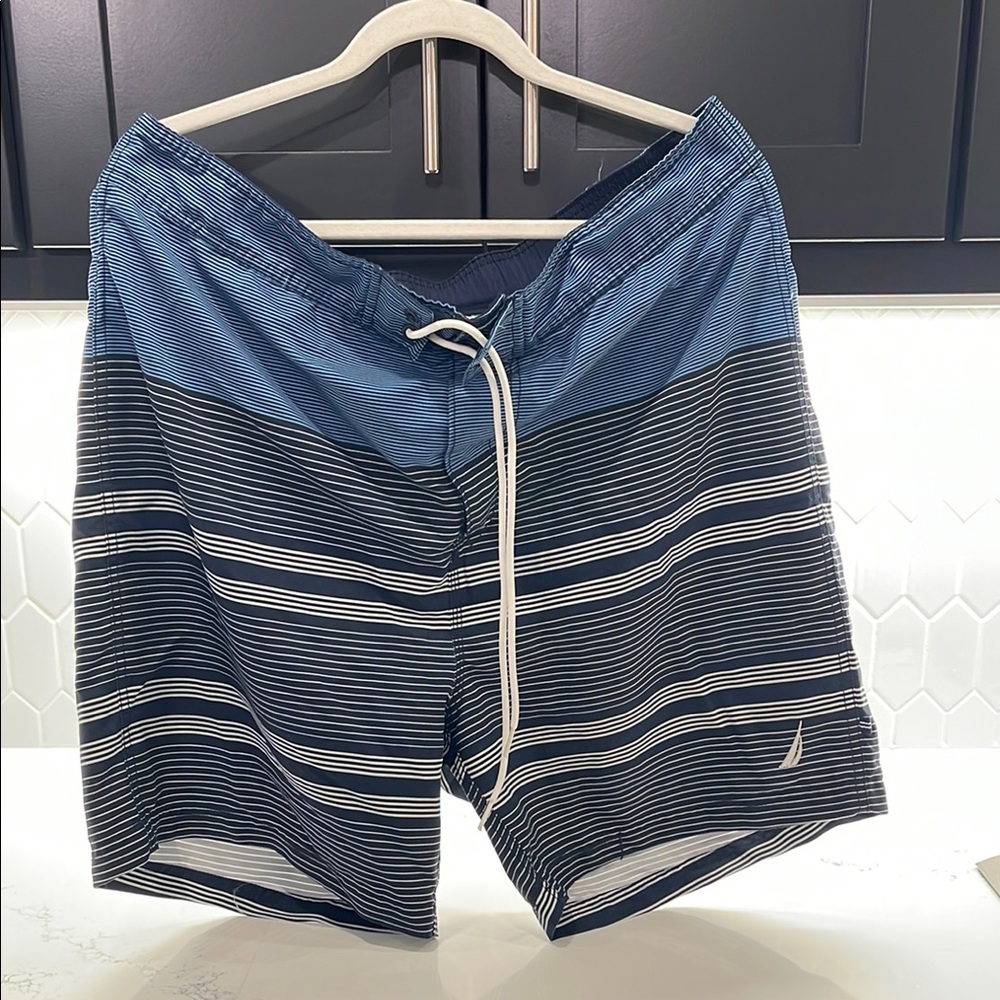 Nautica Men's Blue Striped Swim Shorts (Never Worn).